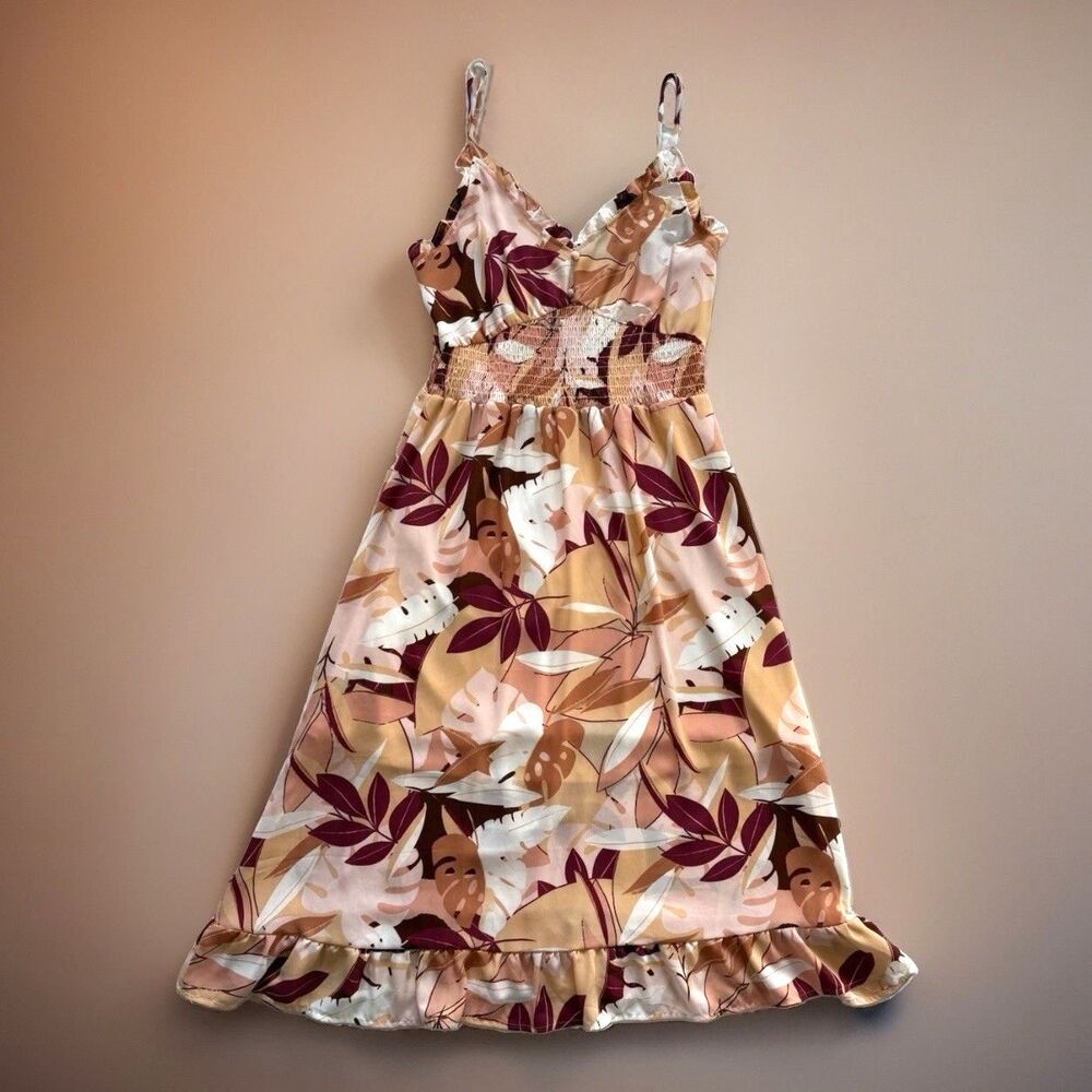 Sienna Sky Size Medium Junior Teen Floral Sundress Lined Spaghetti Straps Boho